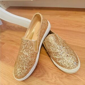 Sparkling Gold Slip-On Sneakers